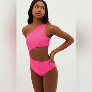 🆕 Free People X Beach Riot Celine terry swim suit in strawberry moon size small